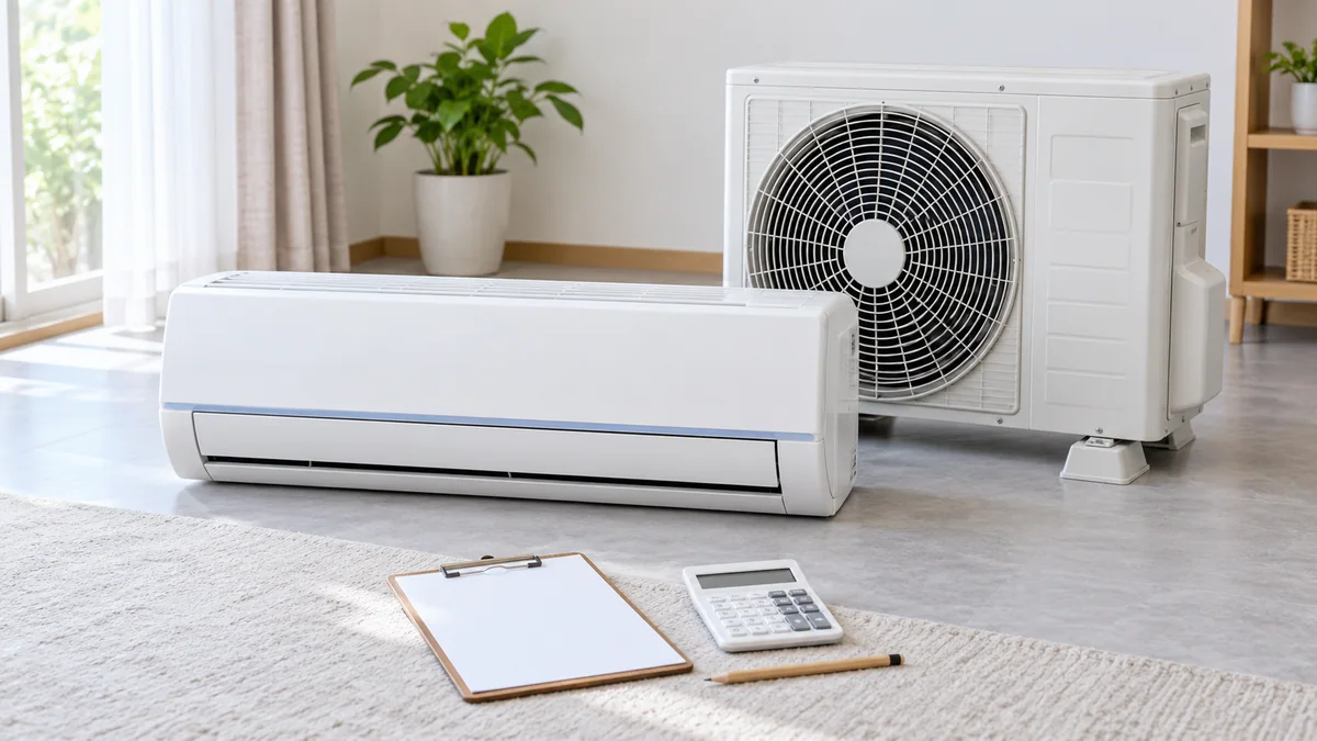 エアコンの室内機・室外機と費用確認用のメモ・電卓